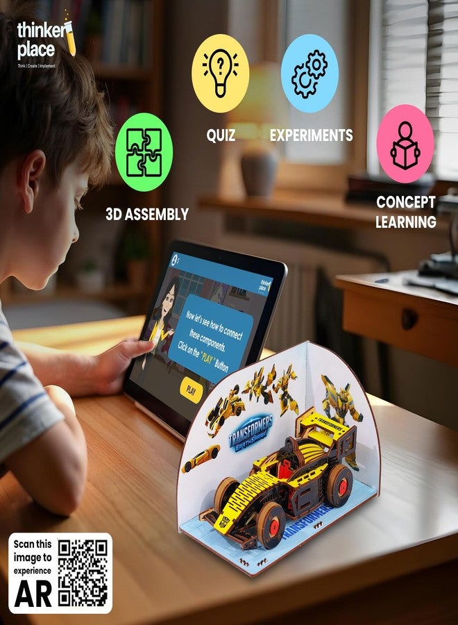 ThinkerPlace Transformers Bumblebee DIY Racing Car Kit | Educational Toy for Kids 8+ | Build, Learn & Play | Perfect Birthday & Return Gifts | STEM Toy | Rubber-Powered Mechanism - Image 5